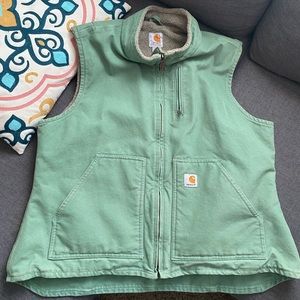 CARHARTT•W•XL•Relaxed fit•Washed Duck Canvas•Sherpa Lined•broken-in ranch Vest